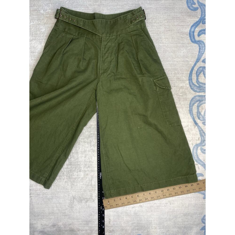 Banana Republic Explorer Culottes Womens Sz 2 Green Cotton Linen Wide Leg Shorts - Picture 14 of 15